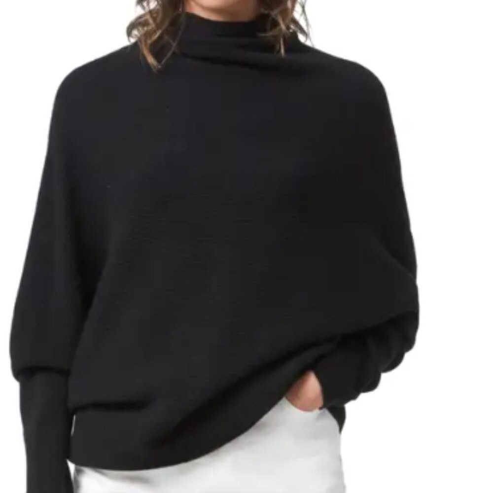 AllSaints Ridley Funnel Neck Wool & Cashmere Sweater in Black